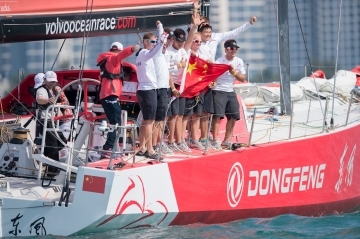 VOLVO OCEAN RACE 2014-15. In Port SANYA.DONGFENG RACE TEAM ARRASA EN CASA.