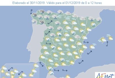 INFO METEO LOCALIDADES A 01 DIC. 2019 09:00 LT.