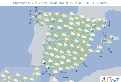 INFO METEO LOCALIDADES A 18 DIC. 2019 08:00 LT.